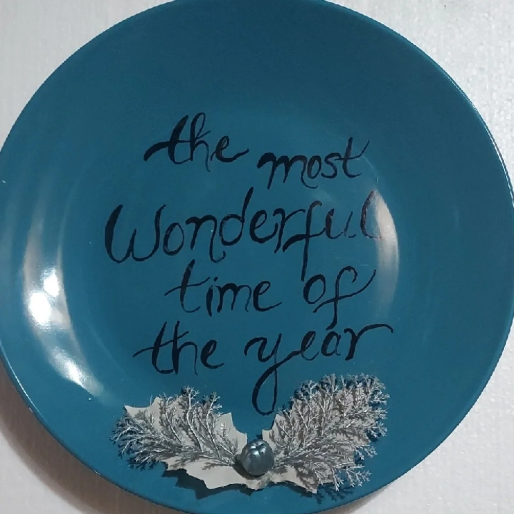 Festive Blue Decorative Plate